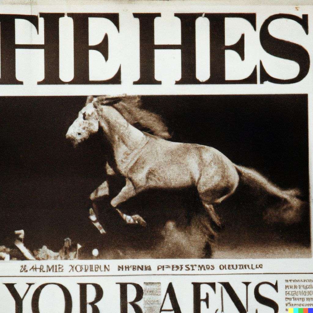 a horse, front page of The New York Times, 1990